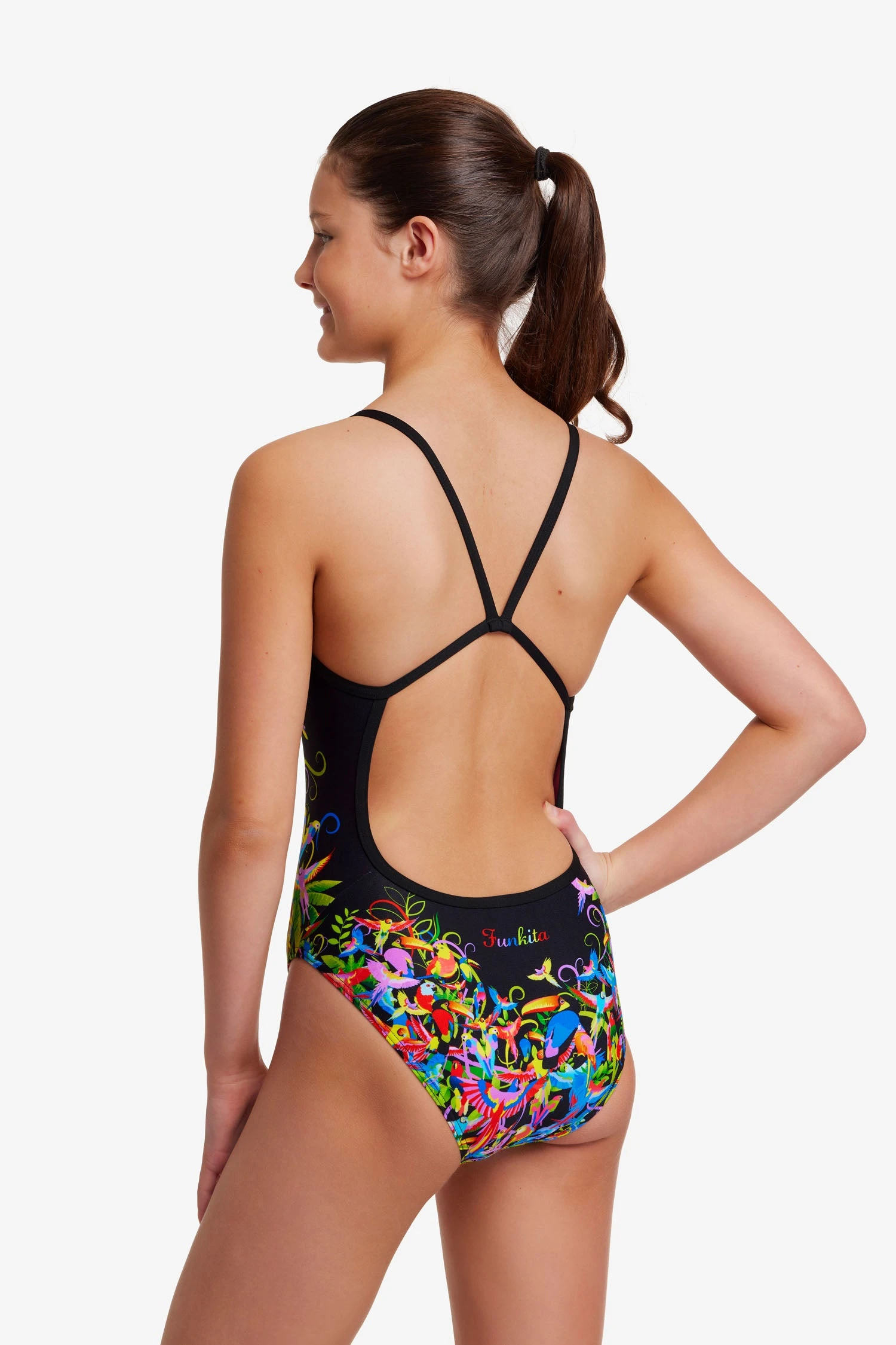 FUNKITA Macaw Magic | Girls Single Strap One Piece - Image 6