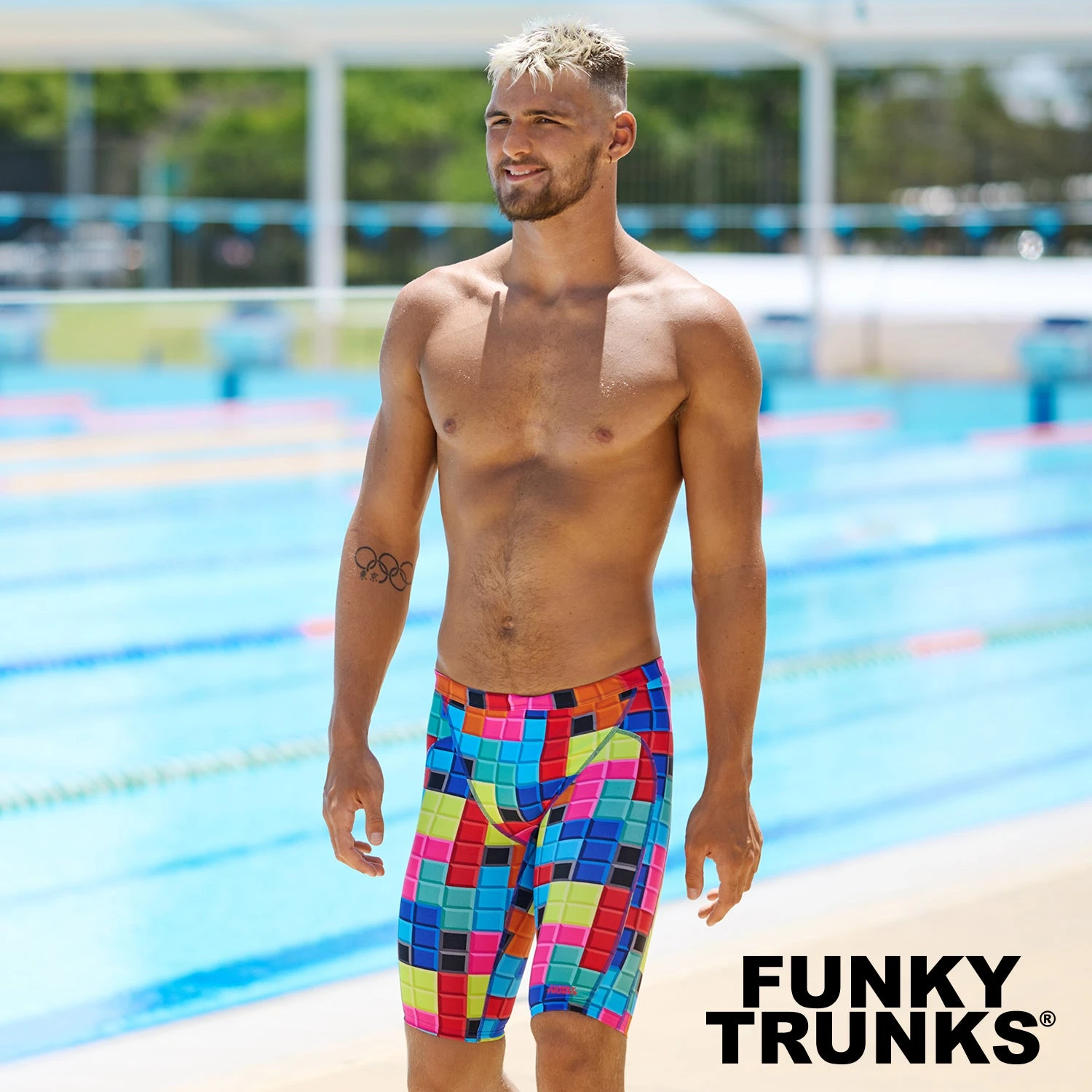 Funky Trunks Blocked | Mens Training Jammers - Image 9